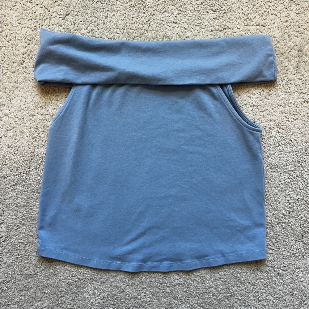 Aerie Blue Off Shoulder Short Sleeve Top Women’s Size Small